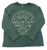Khaki melírované tričko s horami Tu