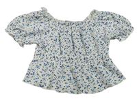 Bílo-modrá květovaná crop halenka Matalan