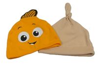 2set - 2x čepice - světlerůžová + oranžová - Nemo