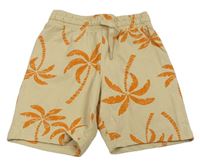 Béžovo-oranžové teplákové kraťasy s palmami Primark