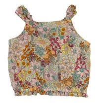 Béžový květovaný crop top H&M