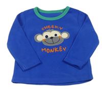 Tmavomodré fleecové tričko s opicou zn. Dunnes Stores