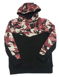 Černo-smetanovo-růžová mikina s army prvky a kapucí George