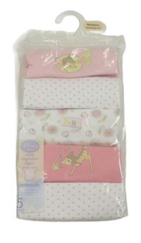 Nové - 5x - Růžovo-bílé body s Bambim Disney
