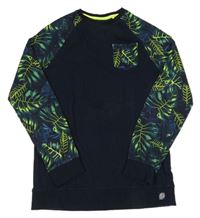 Tmavomodro-zelené mikinotriko s listami zn. WE