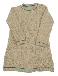 Béžovo-barevné svetrové šaty se vzorem M&S