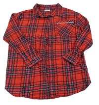 Červeno-ružovo-čierno-strieborná kockovaná flanelová trblietavá blúzka Matalan