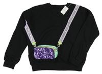 Nové - Černá mikina s kabelkou a flitry Nutmeg