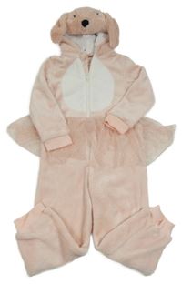 Světlerůžová plyšová kombinéza s tylovou sukní a kapucí s čumákem - králíček Primark