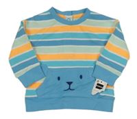 Nové - Modro-bielo-oranžová pruhovaná mikina s ňufáčikom  Dunnes