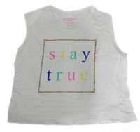 Bílý crop top s nápisem Primark