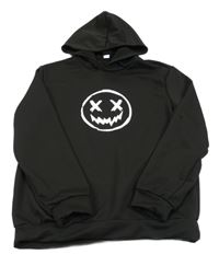 Čierna mikina so smajlíkom a kapucňou Shein