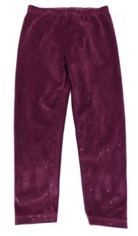 Fialové trblietavé zamatové legíny Tu