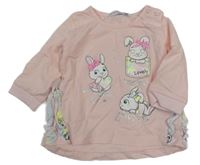 Svetloružové tričko s králíčky