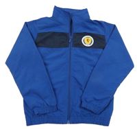 Tmavomodrá šusťáková sportovní bunda s nášivkou 