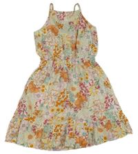 Smetanovo-oranžovo-ružové kvetované šaty H&M
