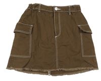 Hnedá rifľová cargo sukňa H&M