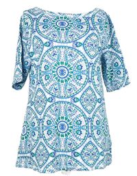 Dámské modro-zeleno-bílé vzorované tričko M&S