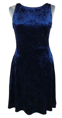 Dámske tmavomodré zamatové šaty H&M