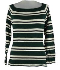 Dámský tmavozeleno-bílo-černý pruhovaný lehký svetr H&M