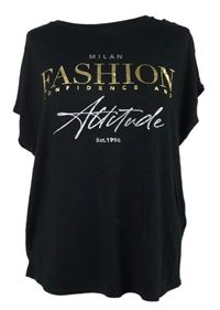 Dámské černé volné tričko s nápisy Amisu 