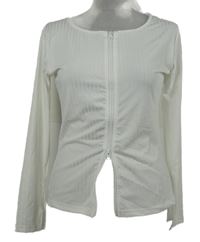 Nové - Dámské bílé žebrované propínací triko 