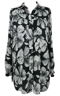 Dámska čierno-biela kvetovaná blúzková á tunika TU