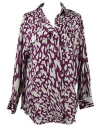 Dámská purpurovo-bílá vzorovaná halenka 