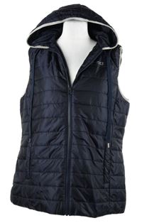 Dámská tmavomodrá šusťáková zateplená vesta s kapucí Stooker 