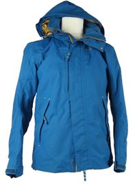 Pánská petrolejová funkční šusťáková jarní bunda s ukrývací kapucí Decathlon