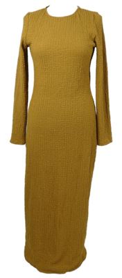 Dámské hořčicové vzorované pružné dlouhé šaty H&M