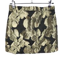 Dámska čierno-zlatá kvetovaná mini sukňa Primark