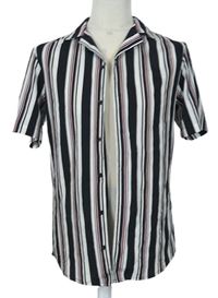 Pánska čierno-bielo-vínová pruhovaná košeľa Primark