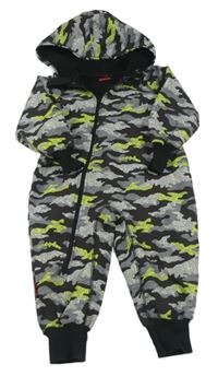 Šedá army softshellová kombinéza s kapucí 