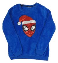 Modrá chlpatá domáceá mikina so Spidermanem