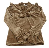 Hnedá pruhovaná zamatová mikina s mašľami