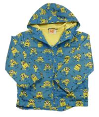 Modrá šušťáková jarná bunda s Mimoni a kapucňou