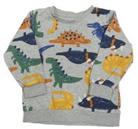 Svetlosivá mikina s dinosaurami matalan