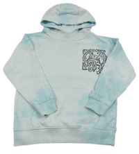 Světlemodro-bílá mikina s potiskem a kapucí George