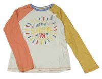 Nové - Bílo-hořčicovo-růžové triko se sluníčkem Fat Face