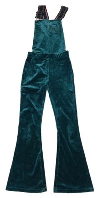 Smaragdové sametové laclové kalhoty s motýlkem 