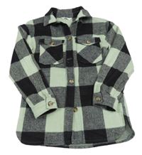 Čierno-modrý kockovaný vlnený kabát H&M