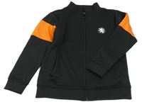 Čierno-oranžová športová prepínaci mikina s nášivkou