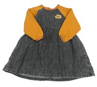 Černo-medové riflovo/teplákové šaty s nášivkou Next