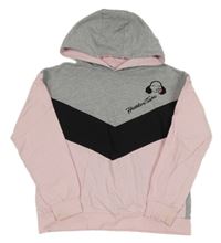 Šedo-černo-růžová mikina s kapucí George