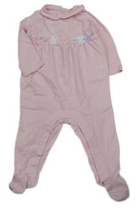 Ružový overal s golierikom a kvetinami