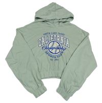 Zelená crop mikina s nápisom a kapucňou H&M