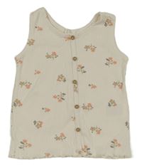 Biely žerbrovaný top s kvetinami H&M