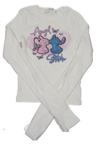 Biele crop tričko so Stitchem a Angel H&M