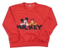 Červená mikina s Mickeym a Plutem